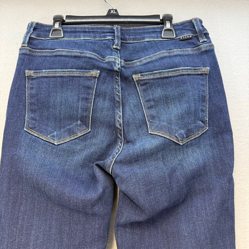 Risen Jeans Women's 9/29 Dark Blue Bootcut Raw Hem High Rise Fit EUC - Picture 3 of 14